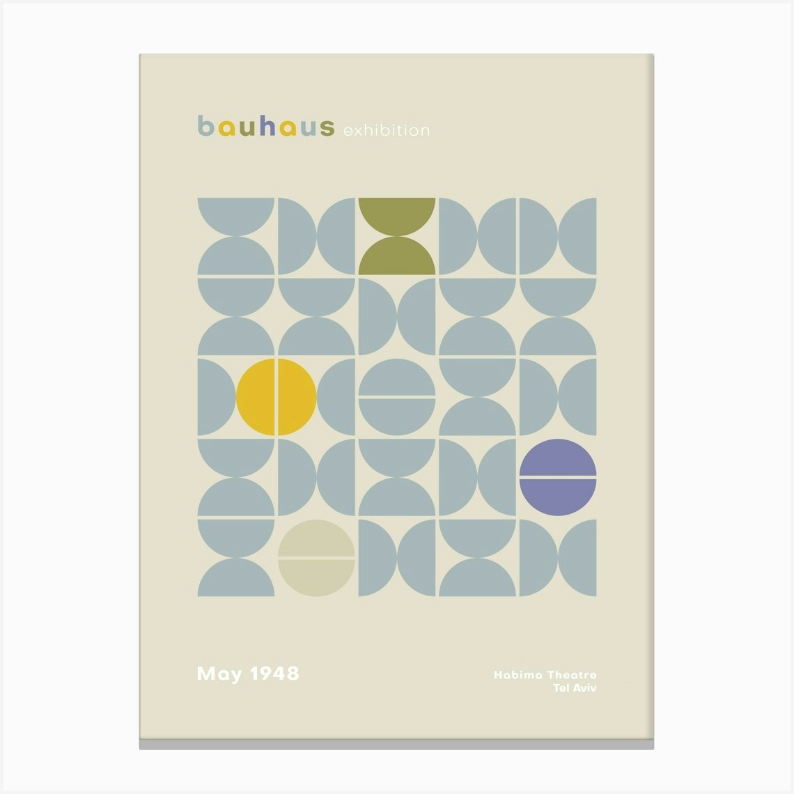 Bauhaus Poster Israel Tel Aviv Kitchen Wall Art Exhibition Poster Geometric Art Minimalist Decor 50s Modern Mcm Mid Century Modern Canvas Print by