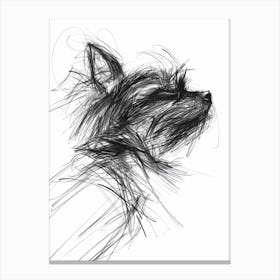 Yorkshire Terrier Dog Charcoal Line 1 Canvas Print