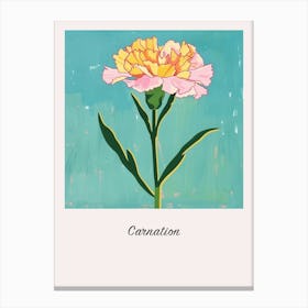 Carnation 4 Square Flower Illustration Poster Canvas Print