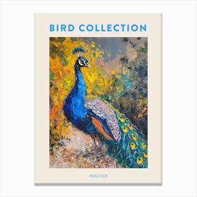 Brushstroke Peacock On The Gravel Path 1 Poster Canvas Print