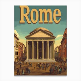 Aihrgdesign A Retro Travel Poster For Rome Canvas Print