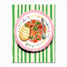 A Plate Of Sardines, Top View Food Illustration 4 Canvas Print