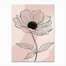 Line Art Sunflower Flowers Illustration Neutral 11 Canvas Print