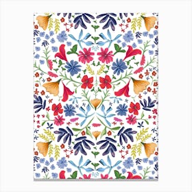 Colorful Ditsy Flowers Canvas Print