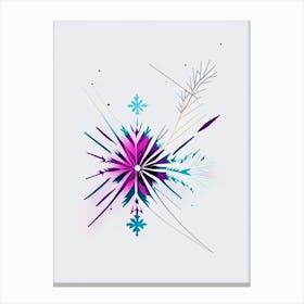 Cold, Snowflakes, Minimal Line Drawing 1 Canvas Print
