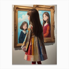 Girl In Art Gallery Canvas Print