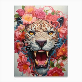 Tiger With Flowers 2 Canvas Print