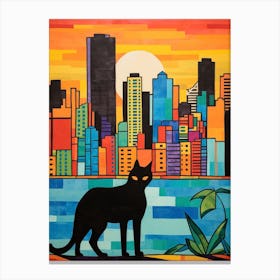 Panama City, Panama Skyline With A Cat 1 Canvas Print