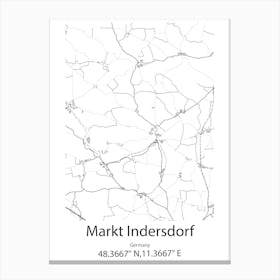 Markt Indersdorf,Germany Minimalist Map Canvas Print