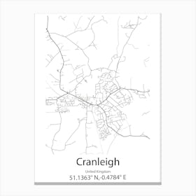 Cranleigh,United Kingdom Minimalist Map Canvas Print