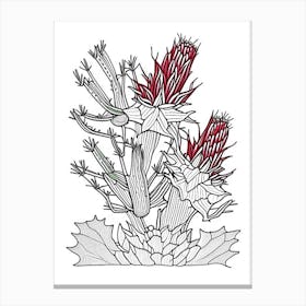 Christmas Cactus William Morris Inspired 1 Canvas Print