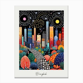 Poster Of Bangkok, Illustration In The Style Of Pop Art 2 Canvas Print