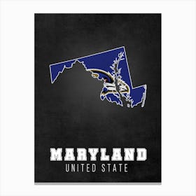 Baltimore Ravens Maryland State Map Canvas Print