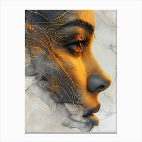 Abstract Of A Woman'S Face Extraordinary femininity woven with threads of gold 3 Canvas Print