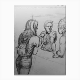 Sketch Of A Couple Canvas Print