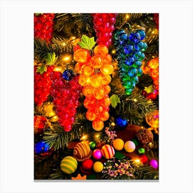 Christmas Tree With Colorful Ornaments Canvas Print