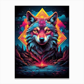 Psychedelic Wolf 8 Canvas Print
