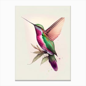 Anna S Hummingbird Retro Drawing 2 Canvas Print