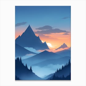 Misty Mountains Vertical Composition In Blue Tone 219 Canvas Print