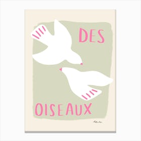 Des Oiseaux Birds Pink Canvas Print