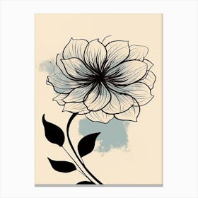 Dahlia Line Art Flowers Illustration Neutral 14 Canvas Print