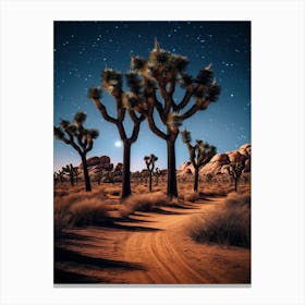 Joshua Tree At Night In Gold And Black (3) Canvas Print