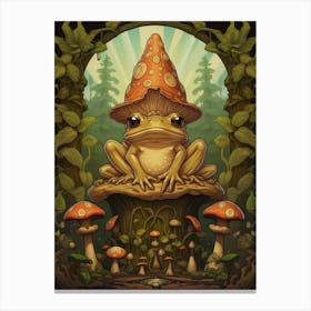 Wood Frog On A Throne Storybook Style 2 Canvas Print