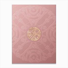 Geometric Gold Glyph on Circle Array in Pink Embossed Paper n.0089 Canvas Print