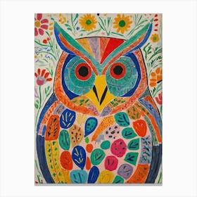 Colorful Owl Style Henri Matisse Canvas Print