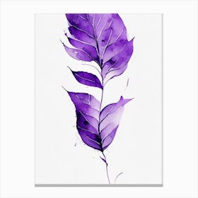 Violet Leaf Minimalist Watercolour 1 Canvas Print