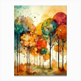 Watercolor Of Autumn Trees Canvas Print