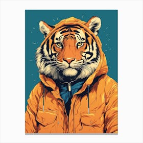 Tiger Illustrations Wearing A Windbreaker 2 Canvas Print