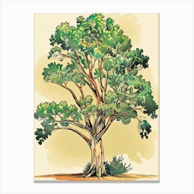 Acacia Tree Storybook Illustration 2 Canvas Print