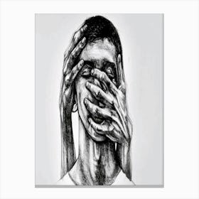 Man With His Hands Covering His Face Canvas Print