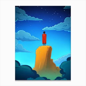 Man Standing On Top Of A Mountain Canvas Print