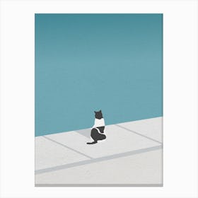 Minimal art Cat Sitting By The Pool Canvas Print