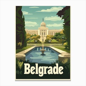 Aihrgdesign A Mid Century Modern Travel Poster For Belgrade 1 Canvas Print