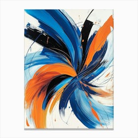 An Abstract Painting Featuring Bold, Swirling Strokes Of Blue, Orange and Black Paint Canvas Print