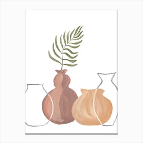 Vases And Leaves Canvas Print