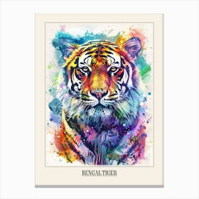 Bengal Tiger Colourful Watercolour 3 Poster Canvas Print