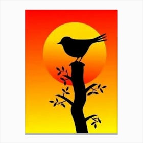 Silhouette Of A Bird At Sunset Canvas Print