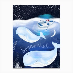 Goodnight bonne nuit whales Canvas Print