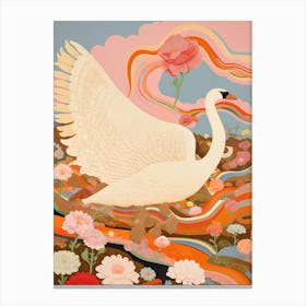 Maximalist Bird Painting Swan 3 Canvas Print