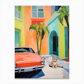 Chevrolet Camaro Vintage Car With A Cat, Matisse Style Painting 2 Canvas Print