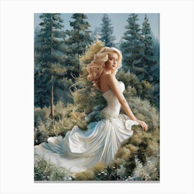 Collage Art of Beautiful Woman in The Alps Forest #6 Canvas Print