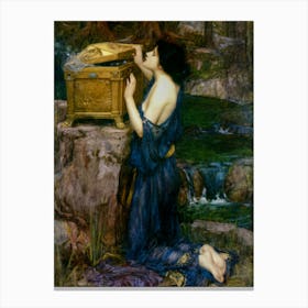 HD Pandora Painting 1896 by John William Waterhouse | Pandora's Box Peeking Canvas Print