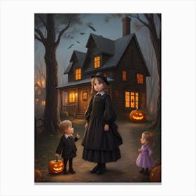 Halloween House In The Wood 4 Canvas Print