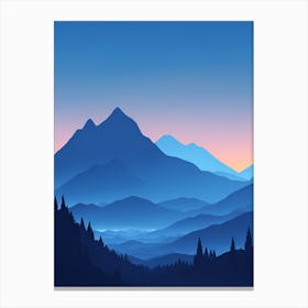 Misty Mountains Vertical Composition In Blue Tone 113 Canvas Print
