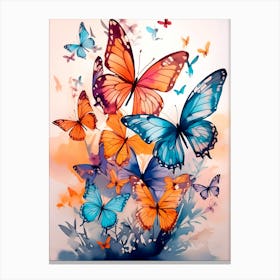 Butterflies On A Flower Canvas Print