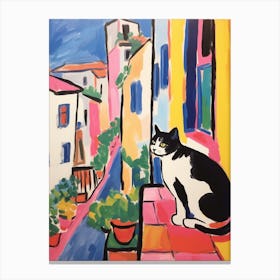 Painting Of A Cat In Genoa Italy 2 Canvas Print